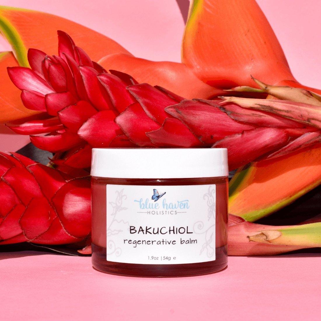 A luxurious Bakuchiol Regenerative Face Balm in a sleek jar, showcasing its rich texture and natural ingredients, perfect for nourishing and rejuvenating skin.