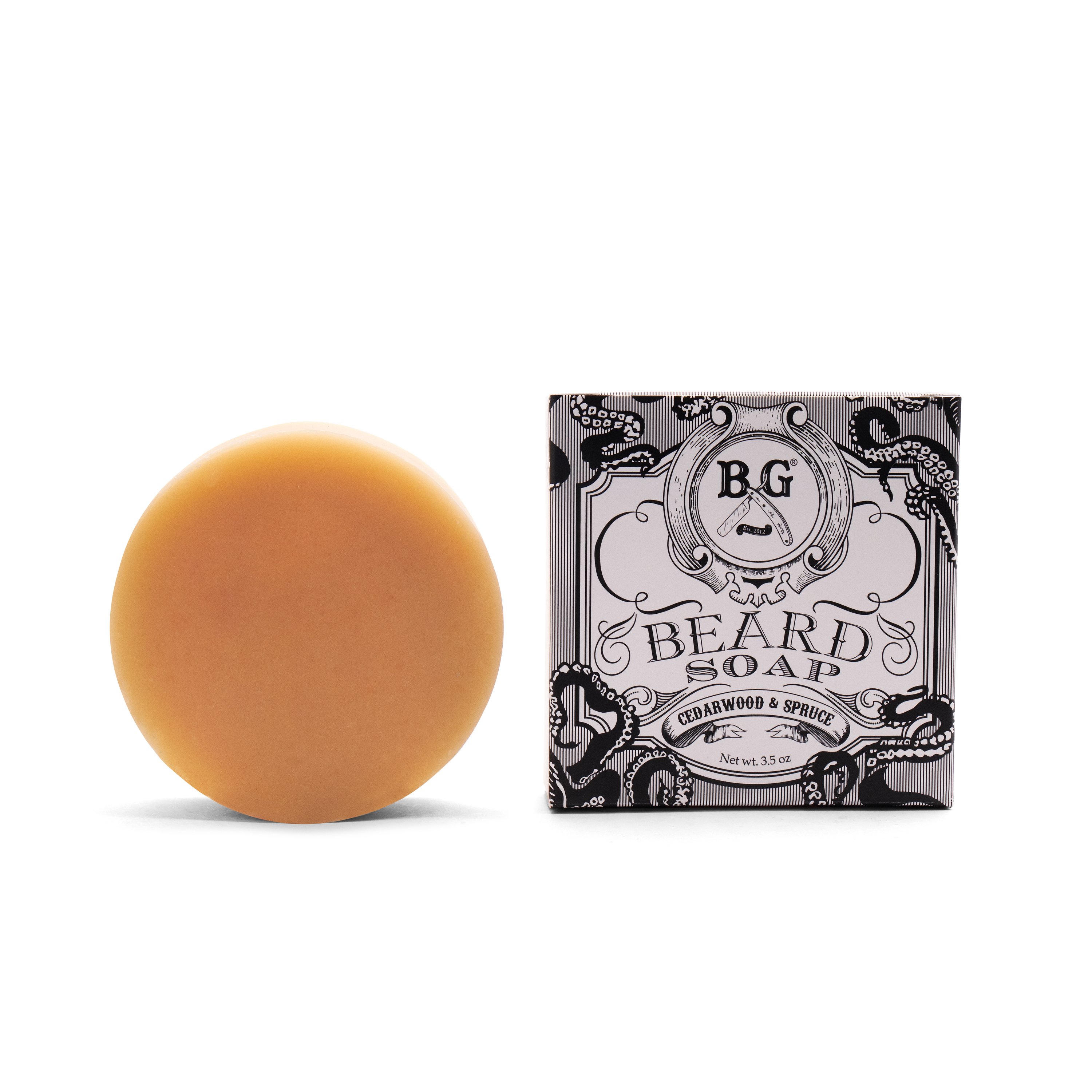 Luxurious Beard Soap with goats milk, coconut oil, and cocoa butter in a beautifully designed box.