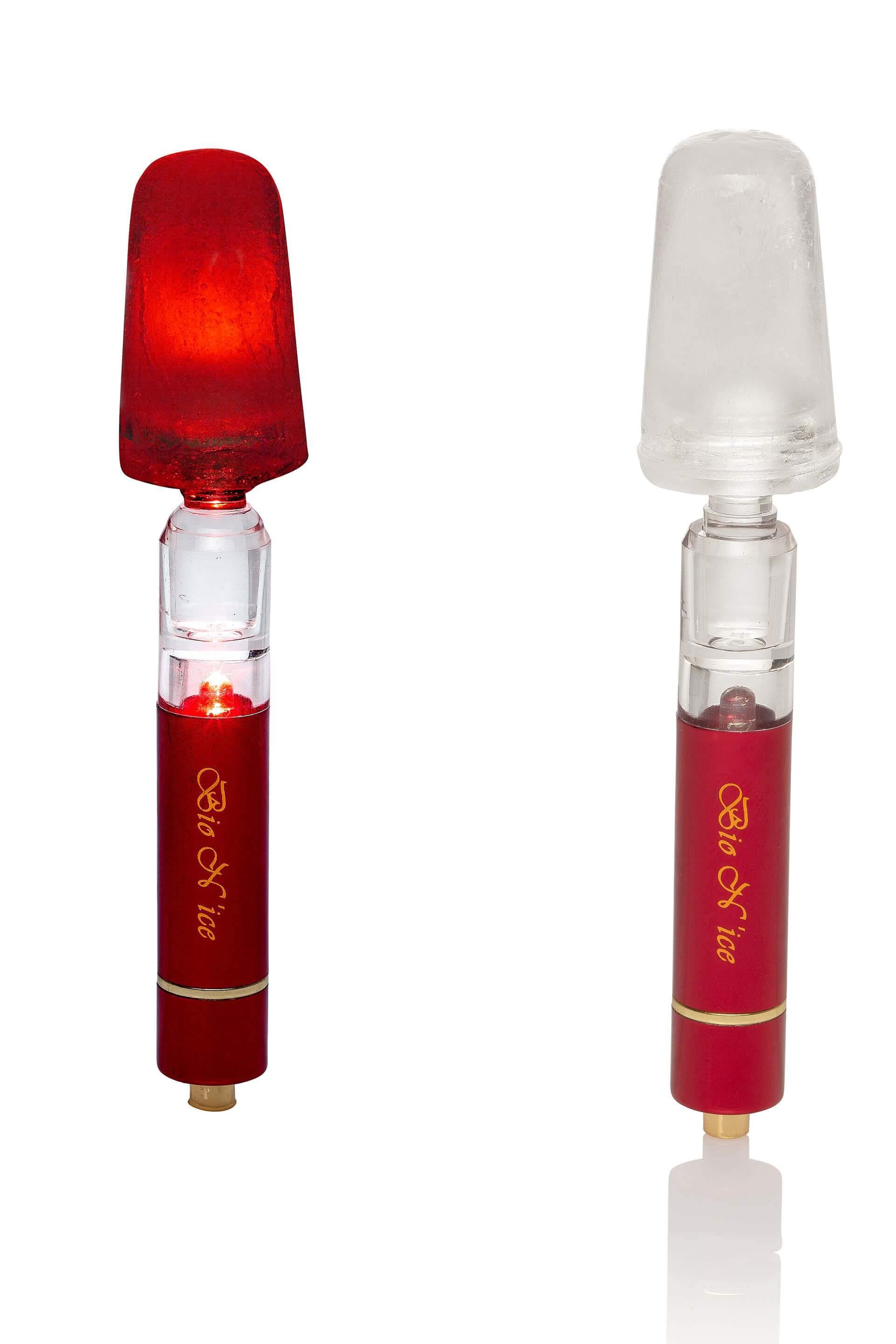 Red and white ice massage tools.