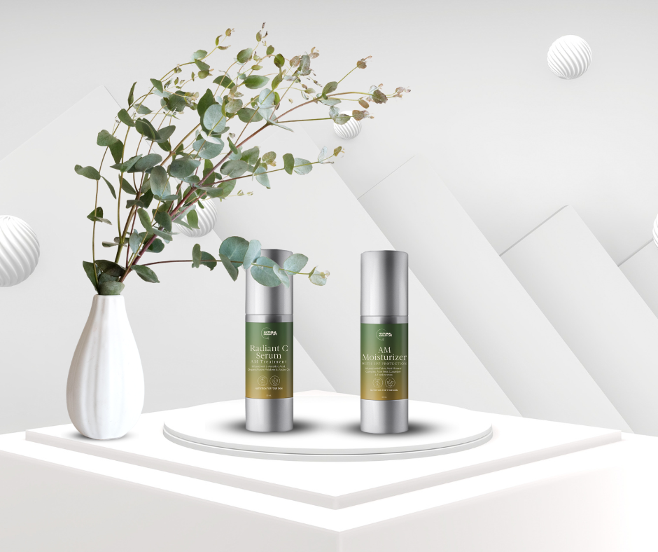 Brightening Duo featuring Radiant C Serum and AM Moisturizer for glowing skin.