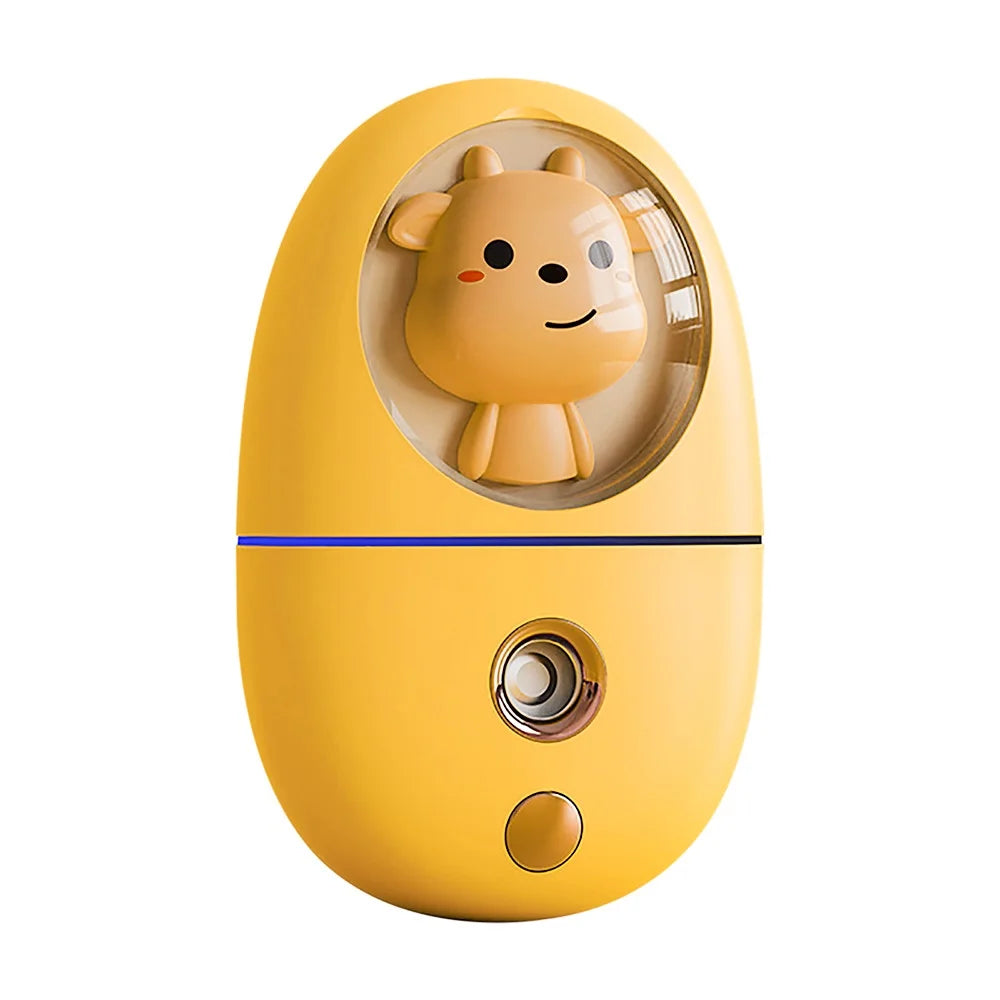 Cartoon 35ML Mini Facial Humidifier in a stylish design, showcasing its compact size and mist spray feature.