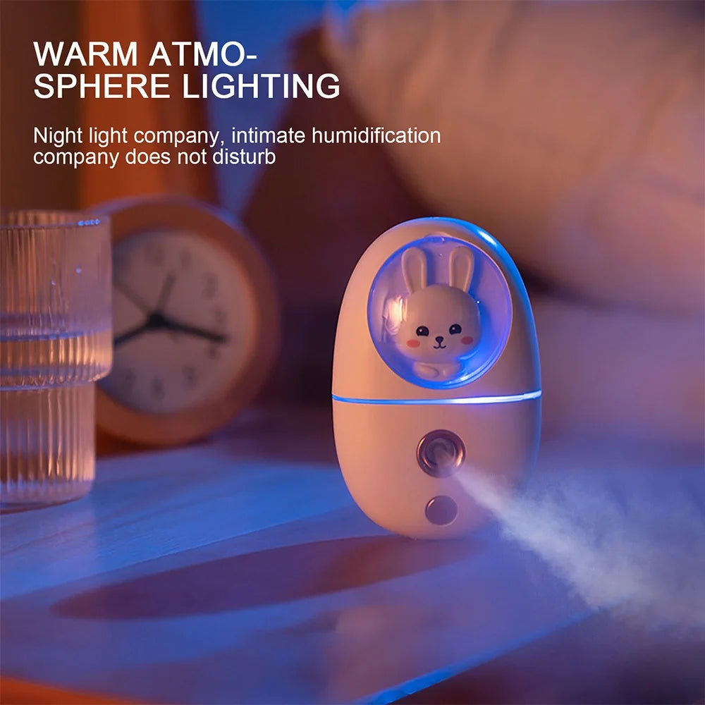 Cartoon 35ML Mini Facial Humidifier in a stylish design, showcasing its compact size and mist spray feature.