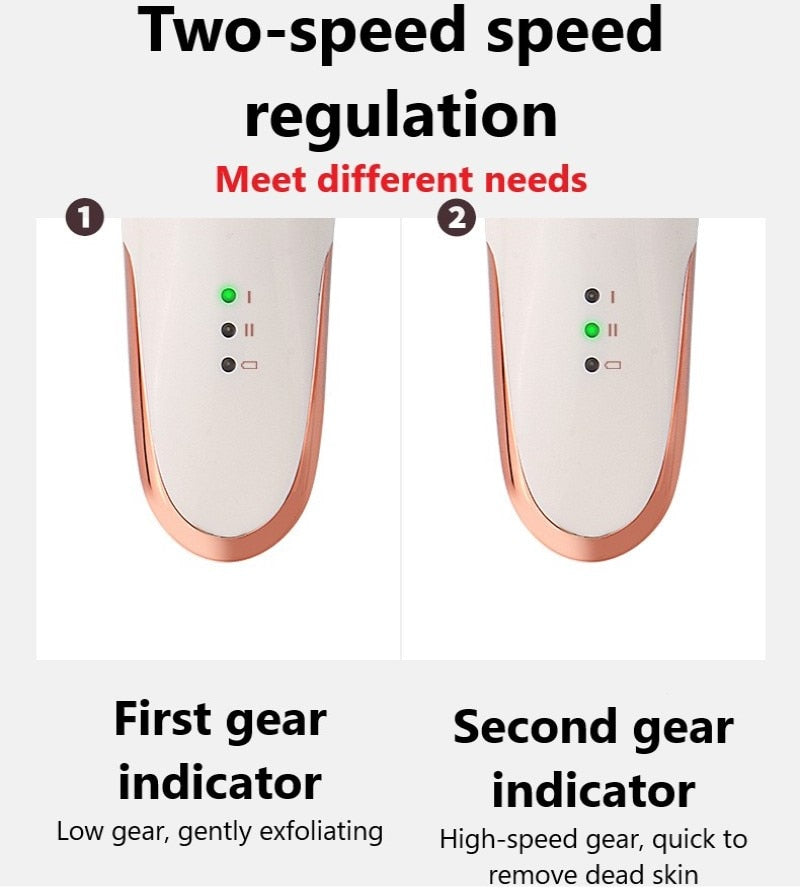 Charged Electric Foot File with ergonomic design and three quartz grinding heads for effective pedicure.