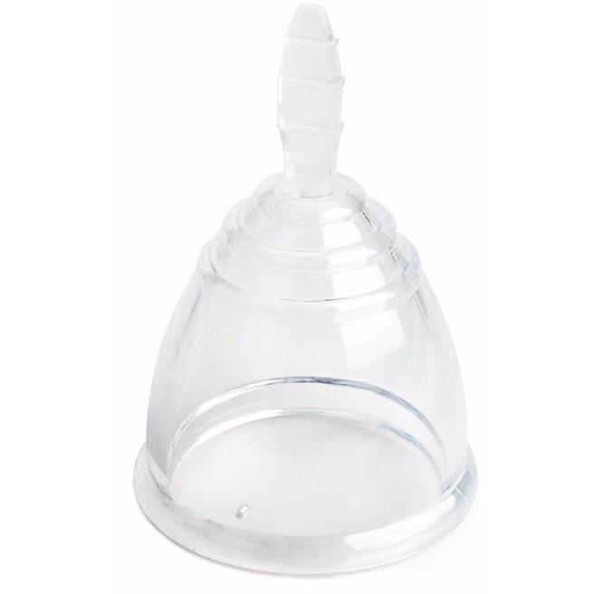 Clean Clear Menstrual Cup with sleek carry case, showcasing its elegant design and medical-grade silicone material.