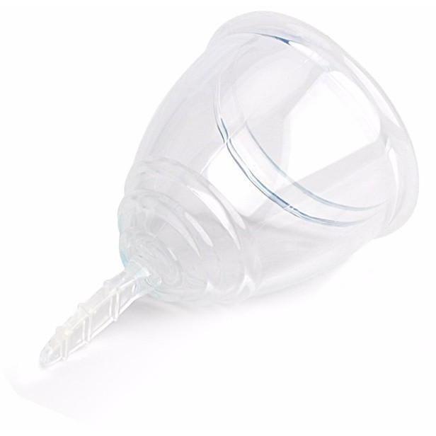 Clean Clear Menstrual Cup with sleek carry case, showcasing its elegant design and medical-grade silicone material.