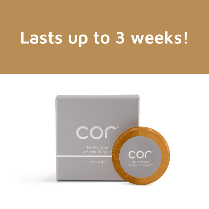 Cor Silver Soap Starter Size 15gm, a compact bar of silver-infused soap for radiant skin.