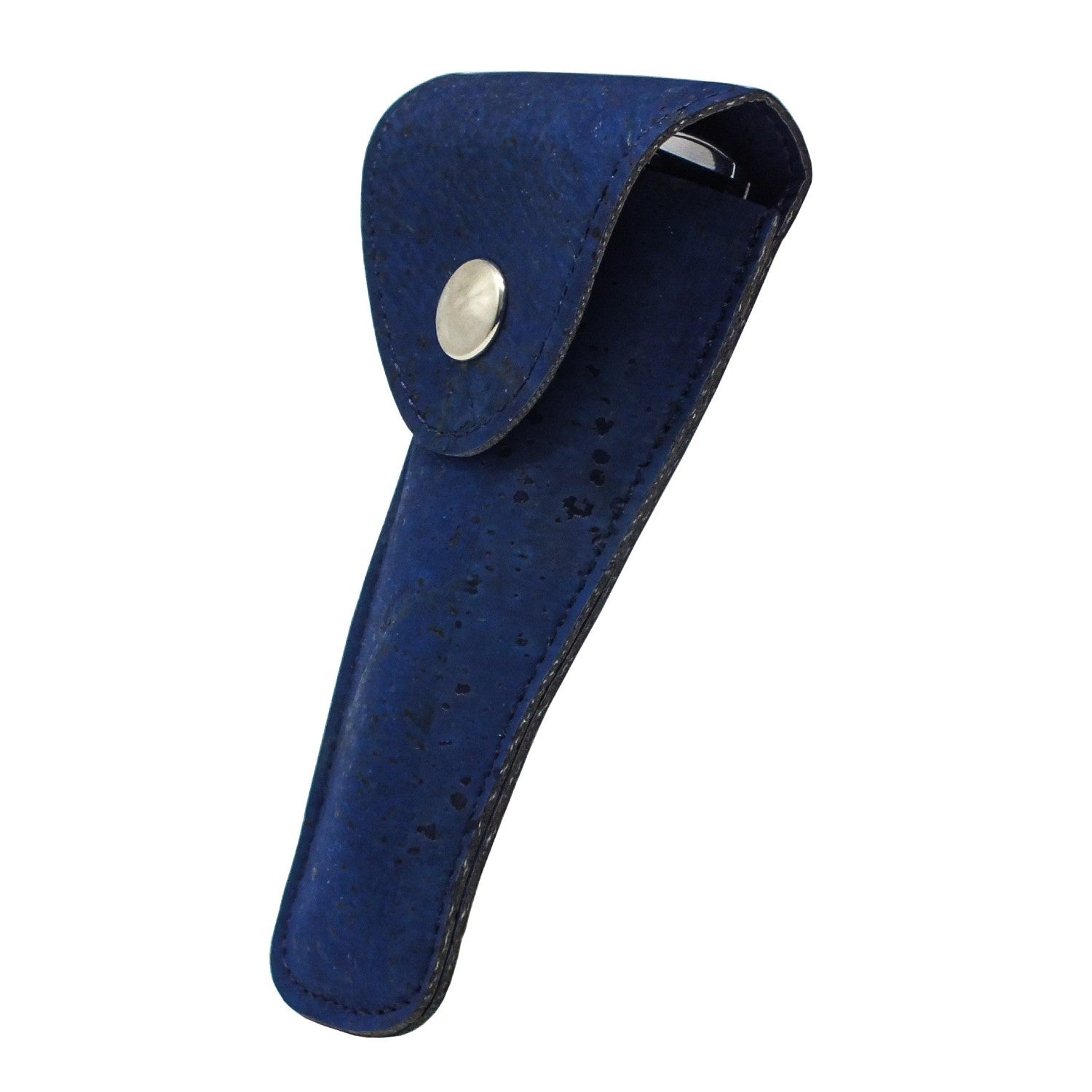 Cork Leather Razor Case in blue, showcasing unique patterns and eco-friendly material, designed to protect razors stylishly.