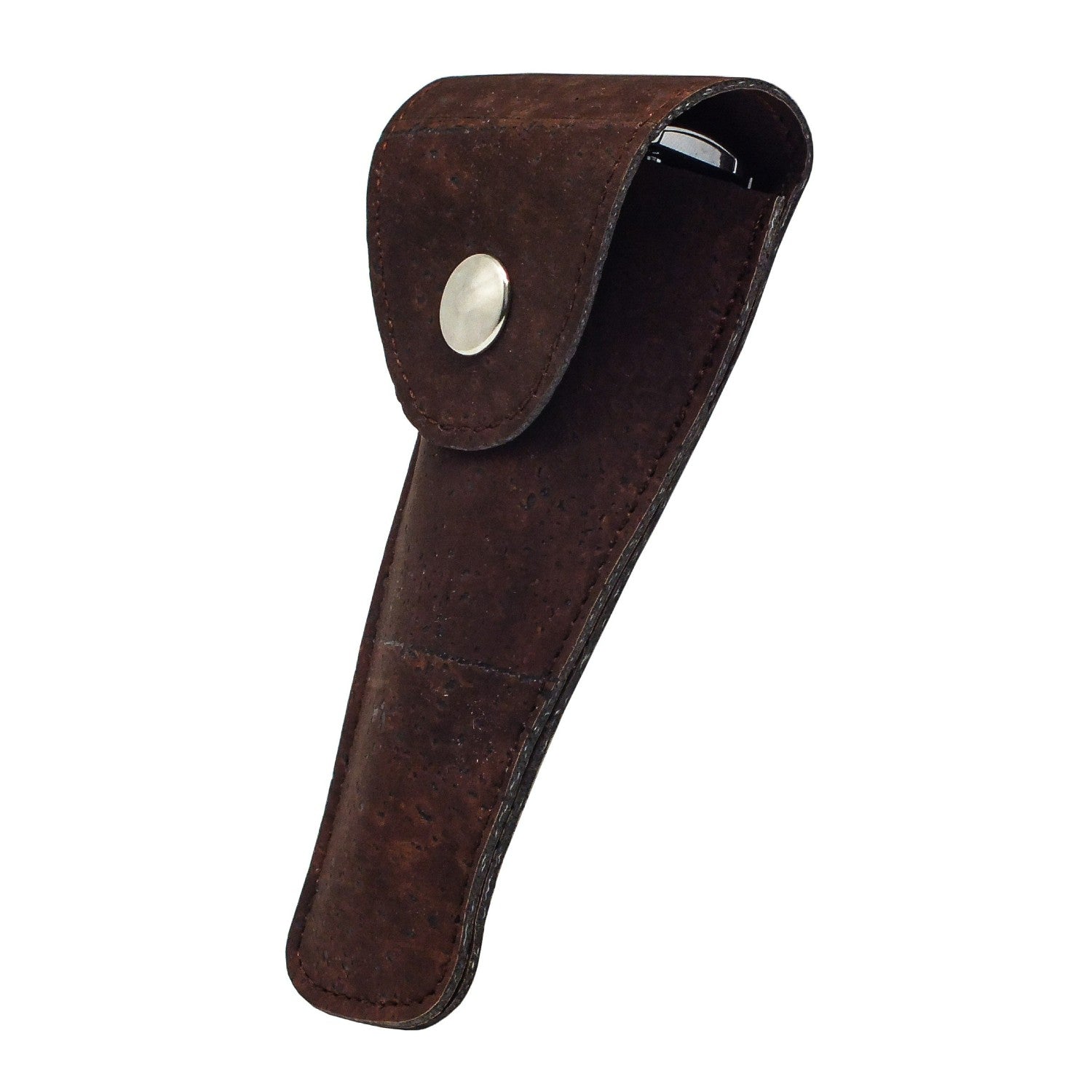 Cork Leather Razor Case in classic brown, showcasing unique patterns and eco-friendly design.