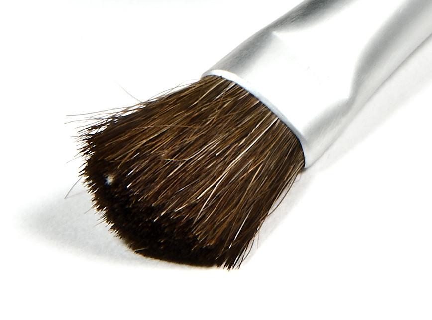 Danyel Brush - Fluff with soft bristles for eye shadow application, showcasing its ergonomic design and professional quality.