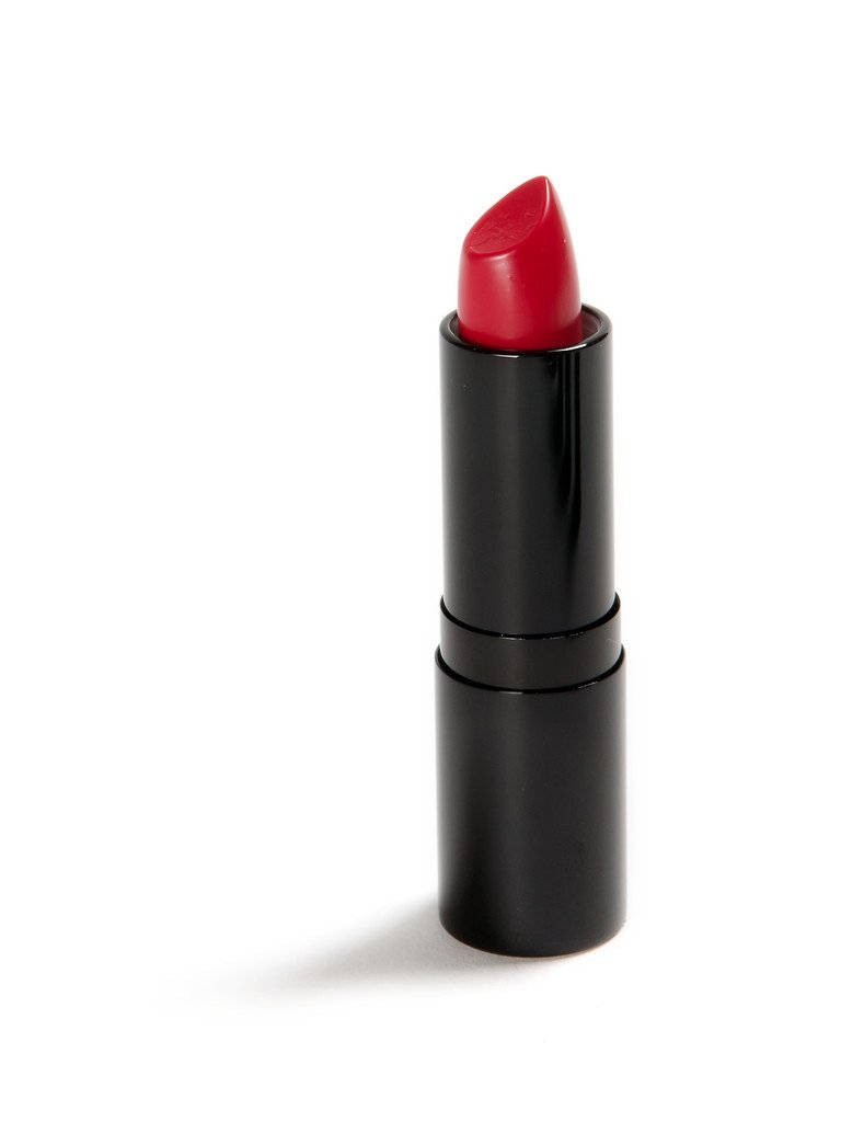 Danyel' Lipstick in Red Flame showcasing its vibrant red color and sleek packaging, perfect for a bold lip look.