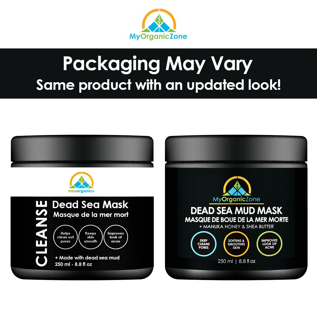 Dead Sea Mud Mask in a jar with a smooth texture, surrounded by natural ingredients like aloe vera and coconut oil.