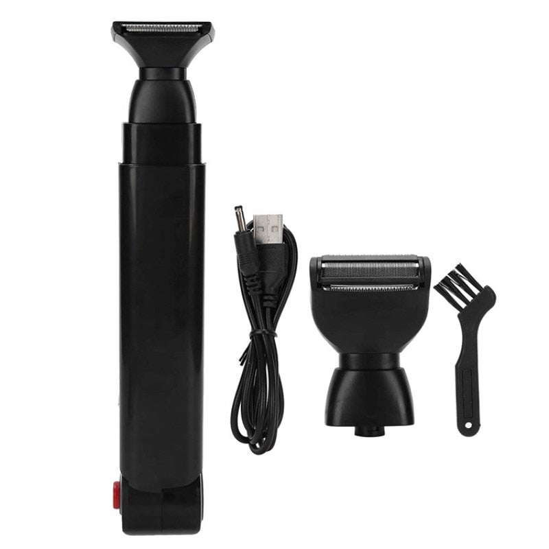 Electric Back Shaver 2 In 1 Facial Hair Trimmer Razor with ergonomic handle and replaceable blades for easy grooming.