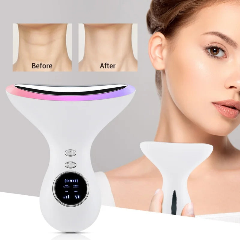 Electric Neck Beauty Instrument in white, designed for skin rejuvenation and neck line removal, featuring a sleek and modern design.