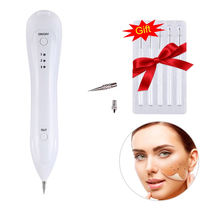 Electric Plasma Jet Pen Freckle Remover Machine in white color, designed for mole and freckle removal with adjustable intensity levels.