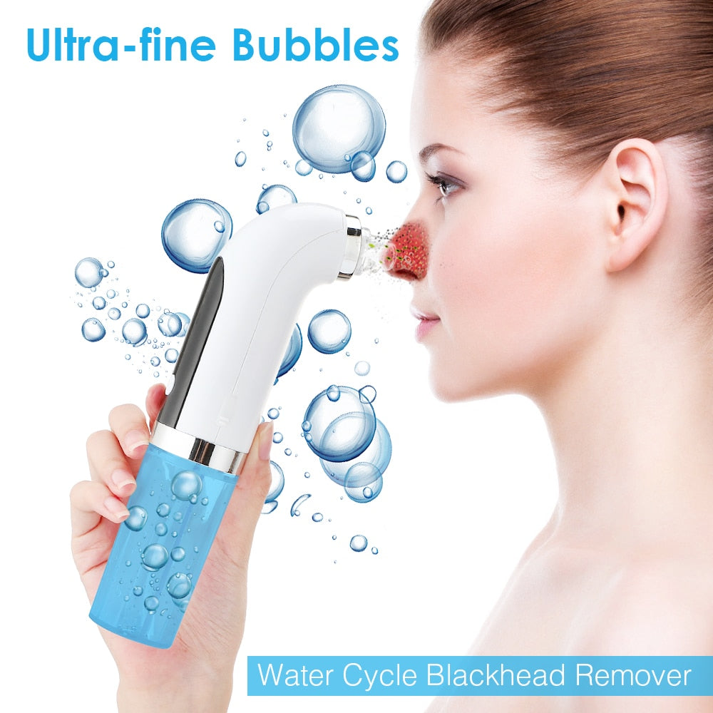 Electric Small Bubble Blackhead Remover with USB charging, featuring multiple suction heads and a sleek design for effective skincare.