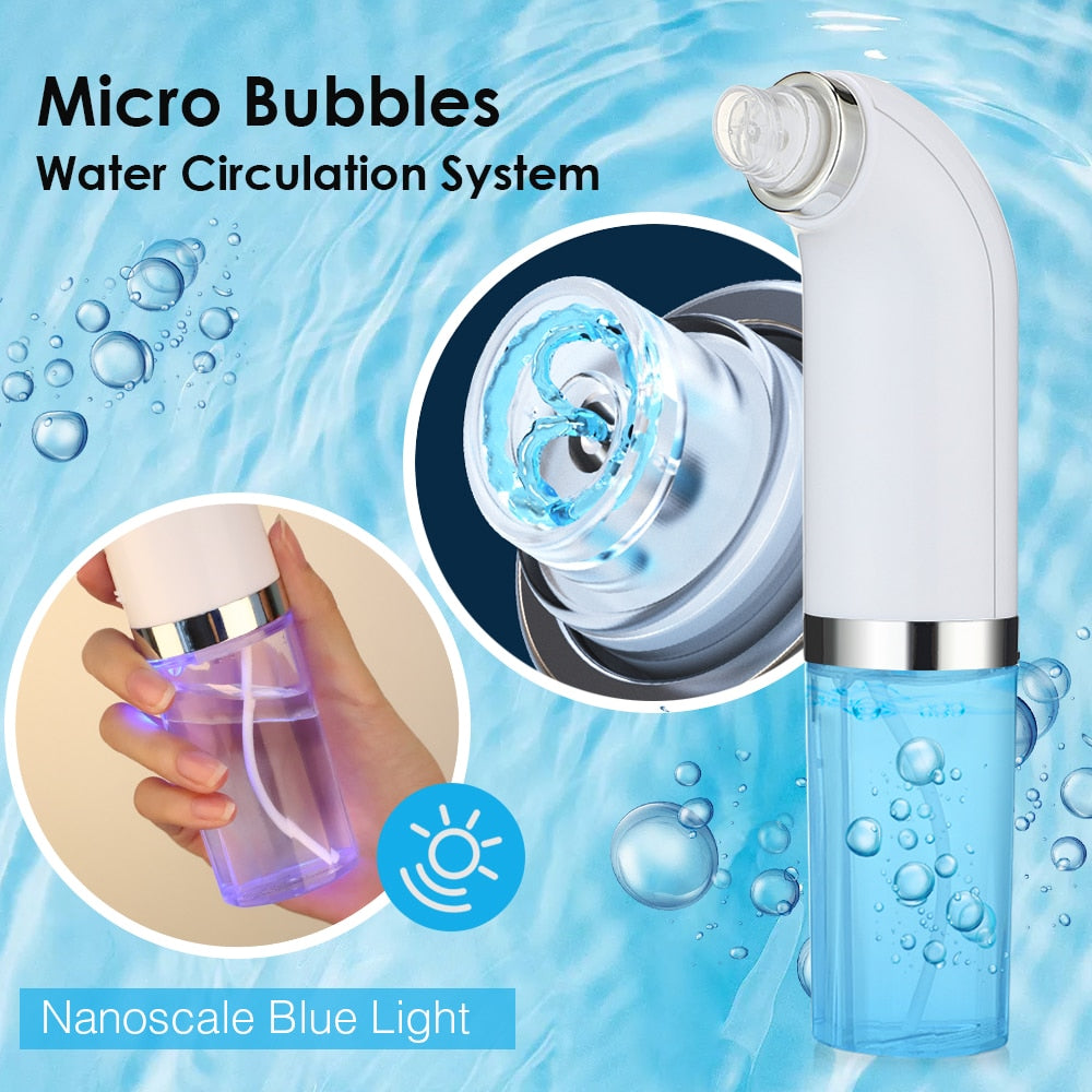 Electric Small Bubble Blackhead Remover with USB charging, featuring multiple suction heads and a sleek design for effective skincare.