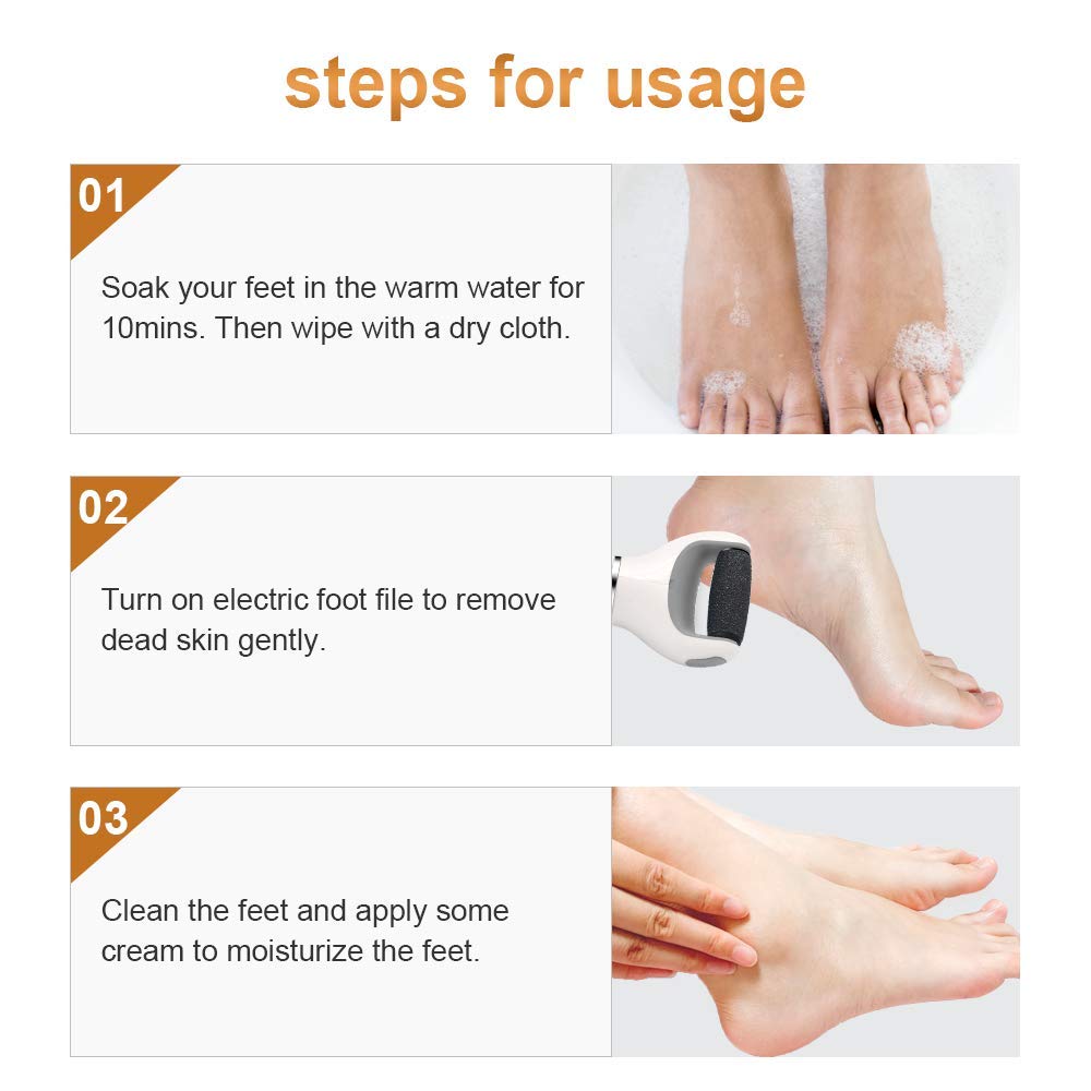 Electric USB Rechargeable Foot Grinder with ergonomic handle and roller heads for effective callus removal.