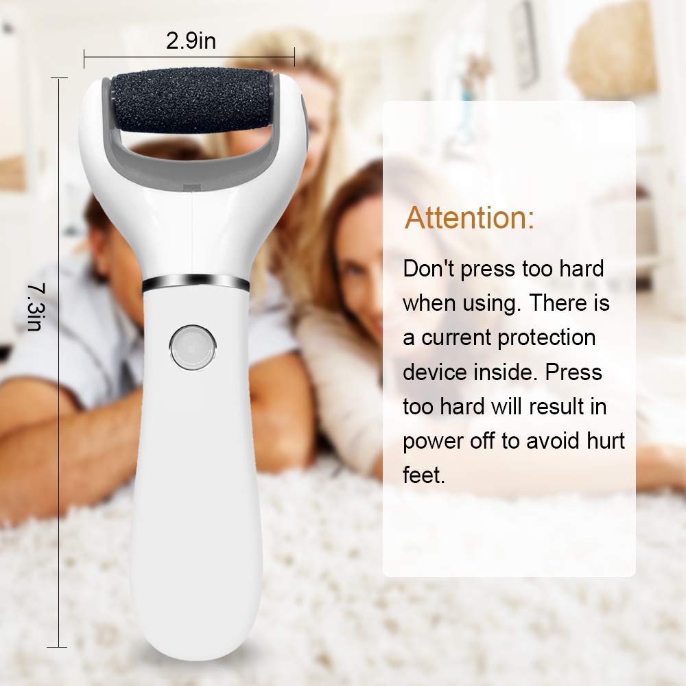 Electric USB Rechargeable Foot Grinder with ergonomic handle and roller heads for effective callus removal.