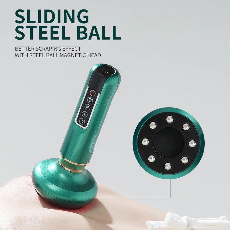 Electric Vacuum Cupping Massage Body Cups in green color, showcasing its ergonomic design and features for anti-cellulite therapy.