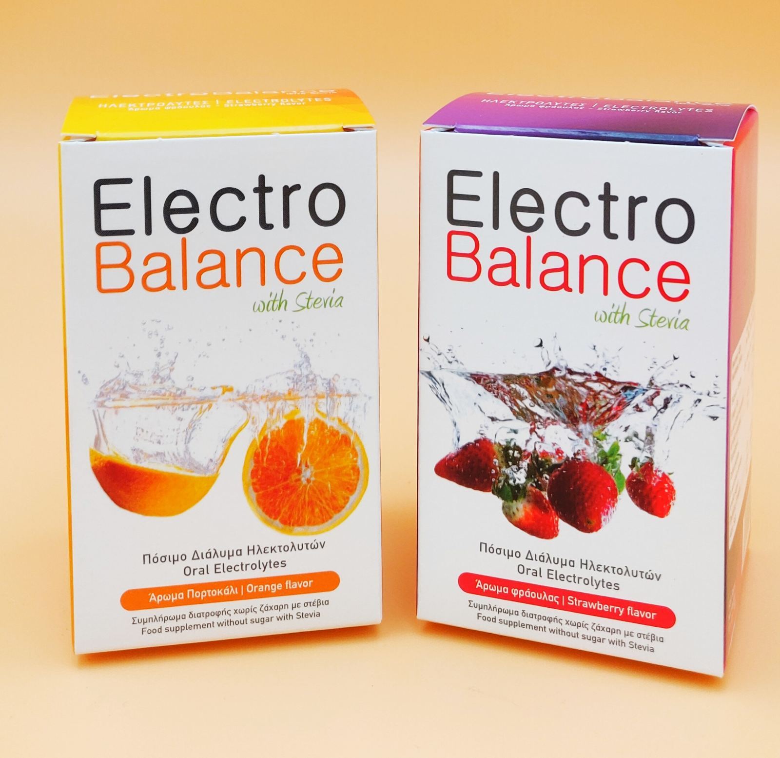 Electro Balance sachets with natural electrolyte ingredients for hydration and health.