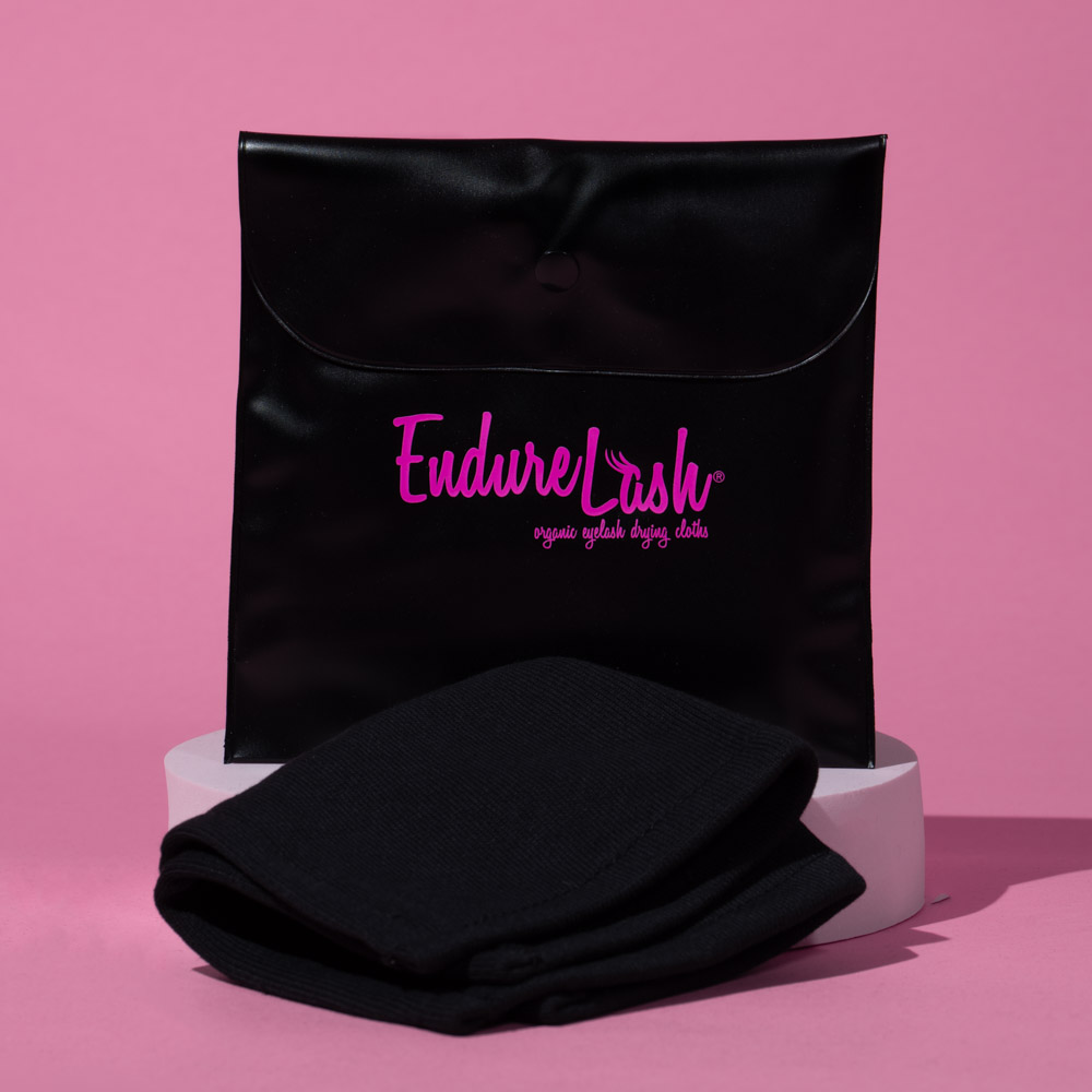 EndureLash® Face & Lash Drying Cloth, a soft, organic fabric designed to protect lash extensions while drying the face.