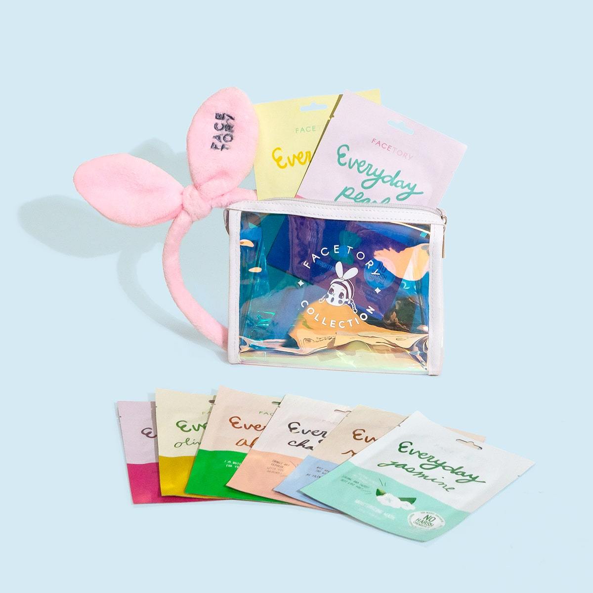 A collection of Everyday Sheet Masks in colorful packaging, showcasing various key ingredients for targeted skin benefits.