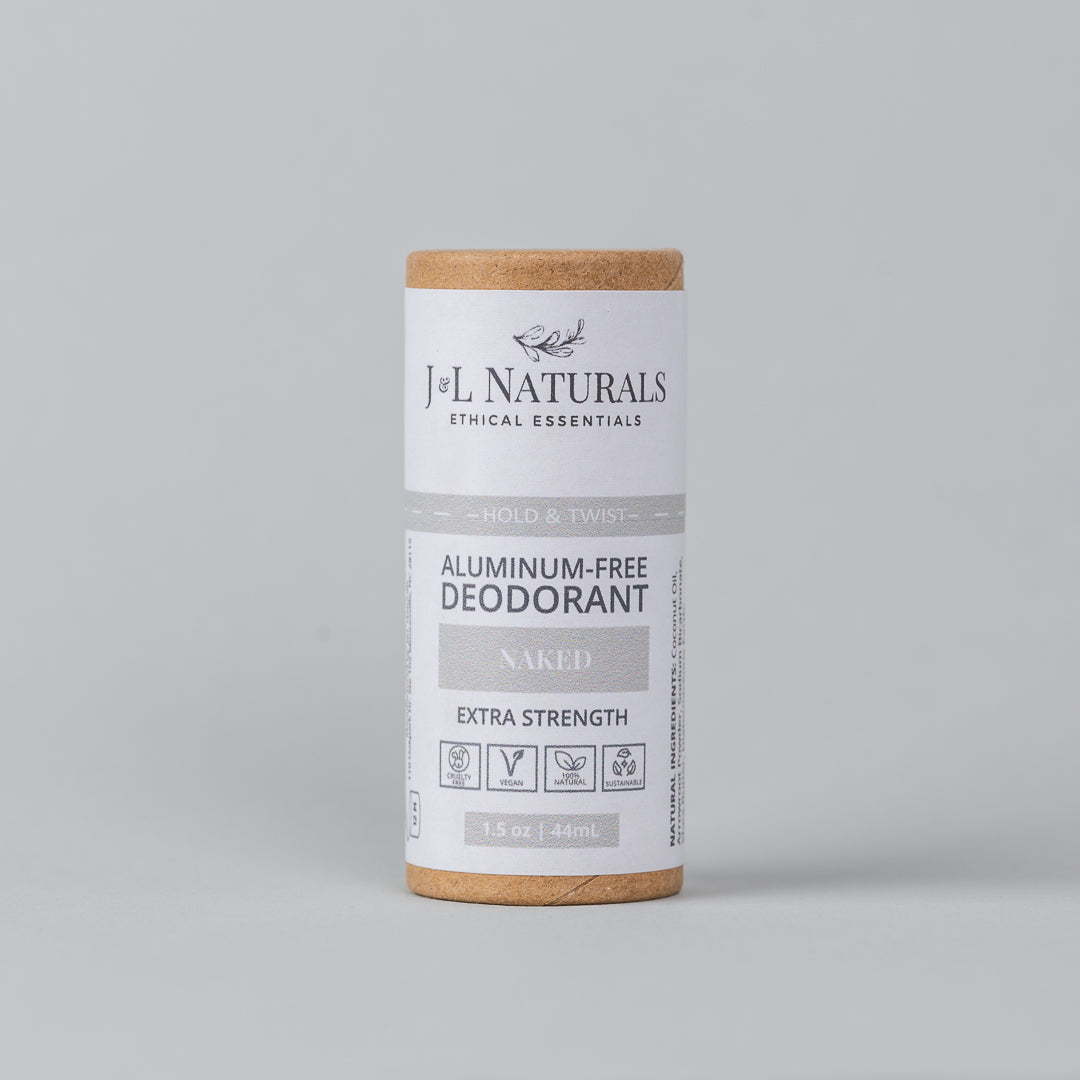 Extra-Strength Deodorant in various scents, showcasing its natural ingredients and aluminum-free formula.