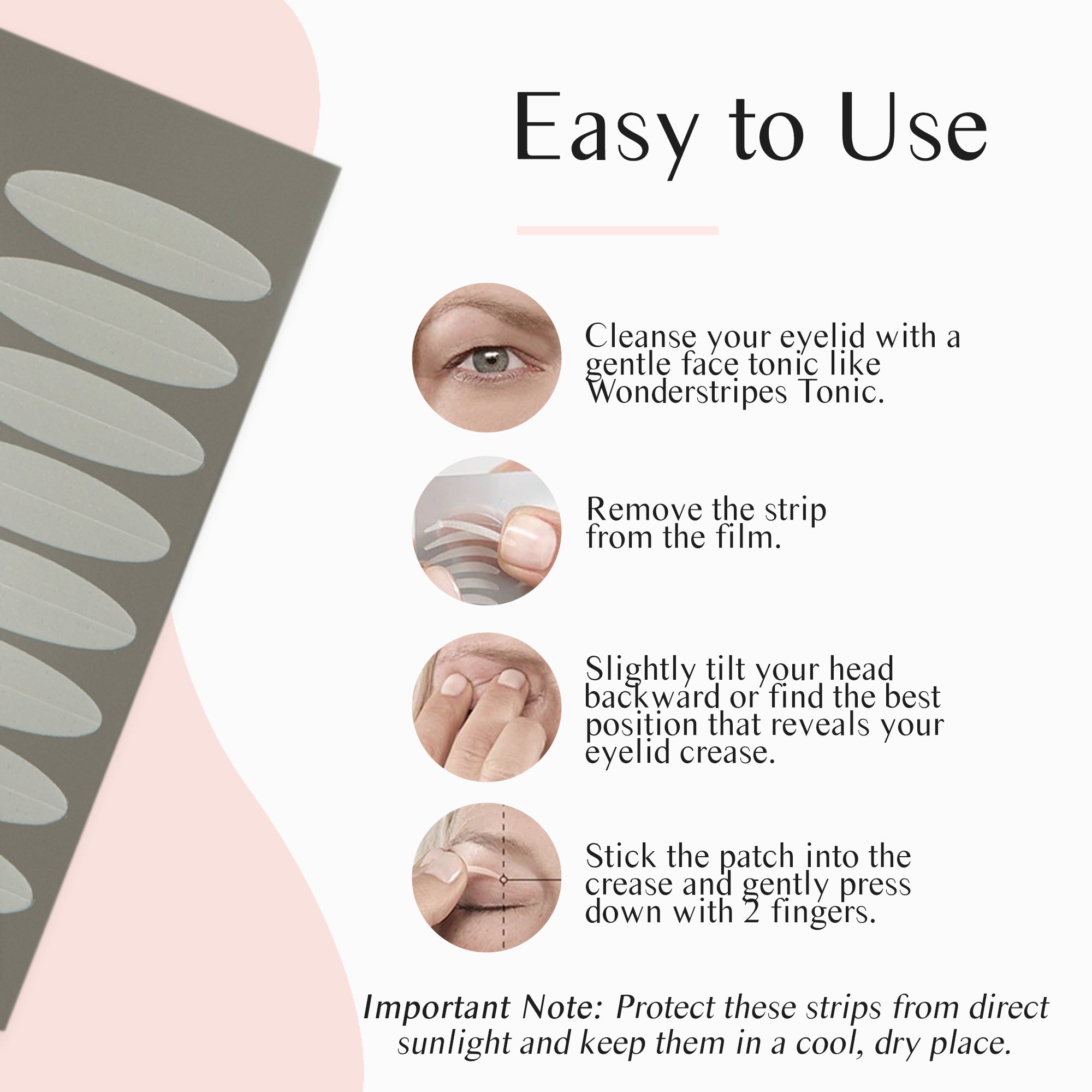 Eyelids Lifting Strips displayed on a clean background, showcasing their transparent design and packaging.