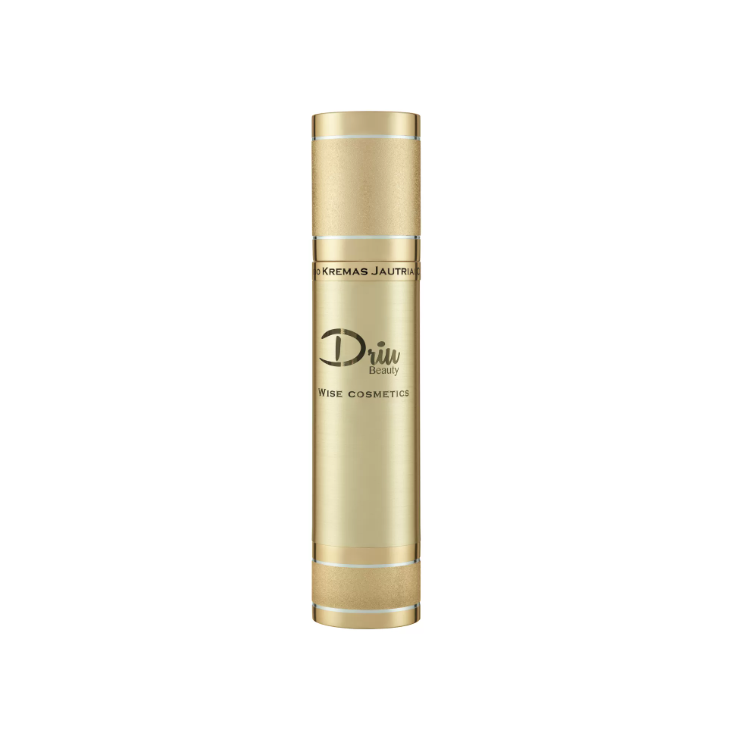 Golden cosmetic product bottle.