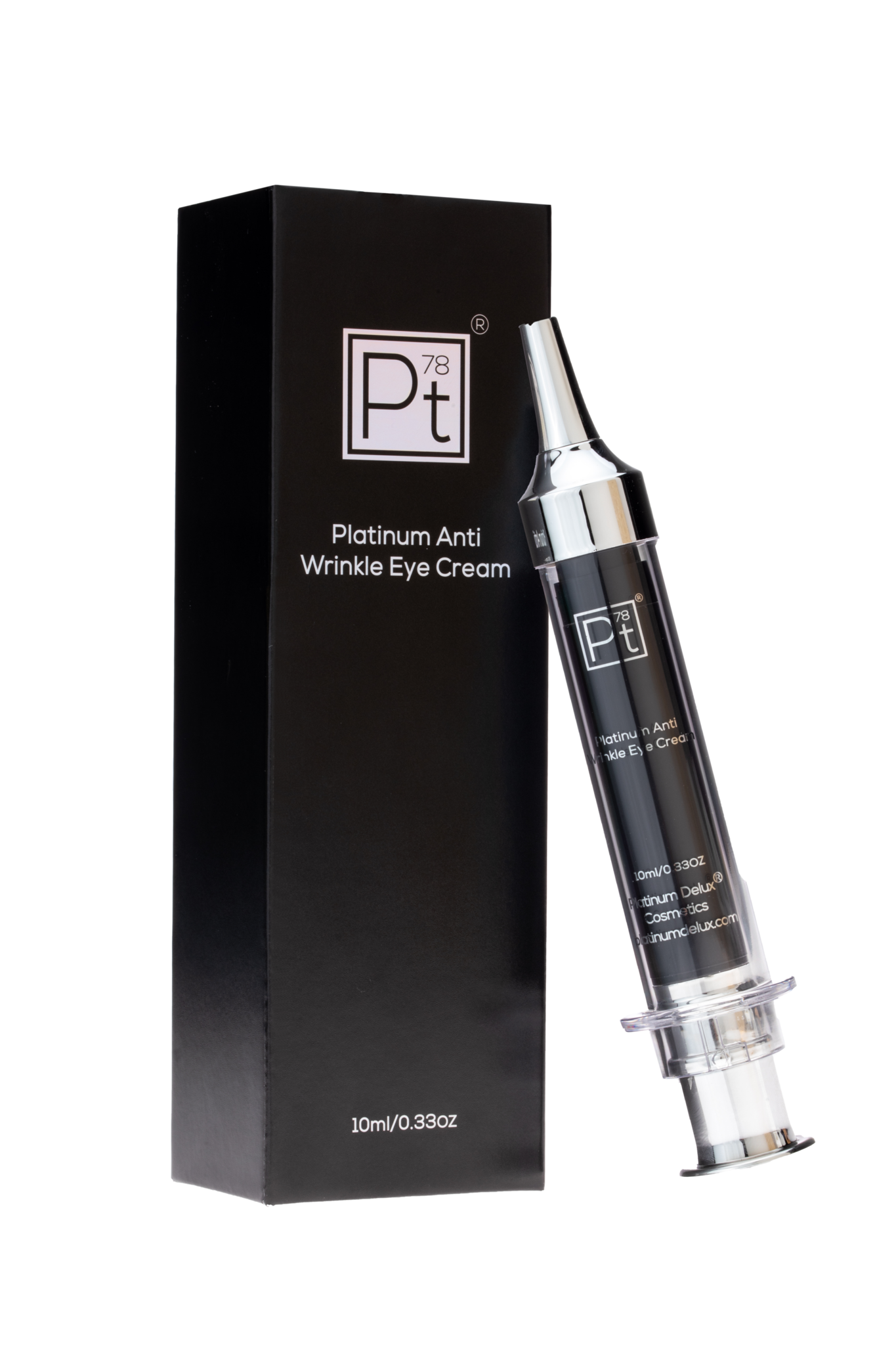 Platinum Deluxe Face Lift Syringe showcasing its sleek design and packaging, ideal for anti-aging skincare.