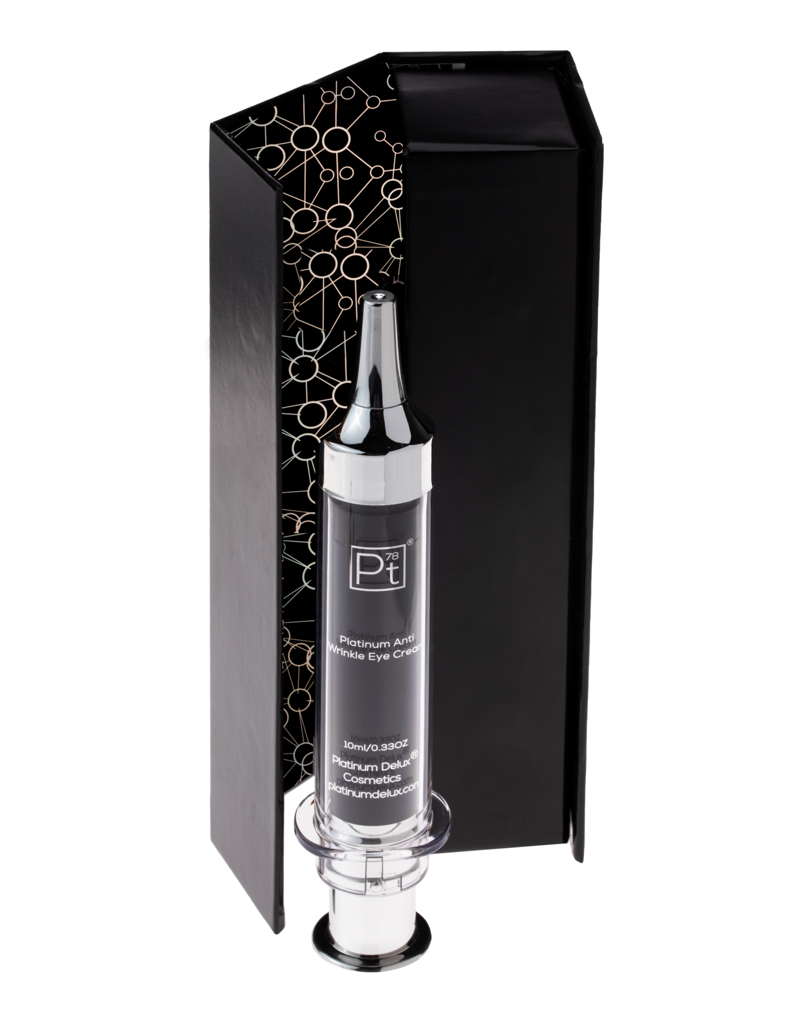 Platinum Deluxe Face Lift Syringe showcasing its sleek design and packaging, ideal for anti-aging skincare.