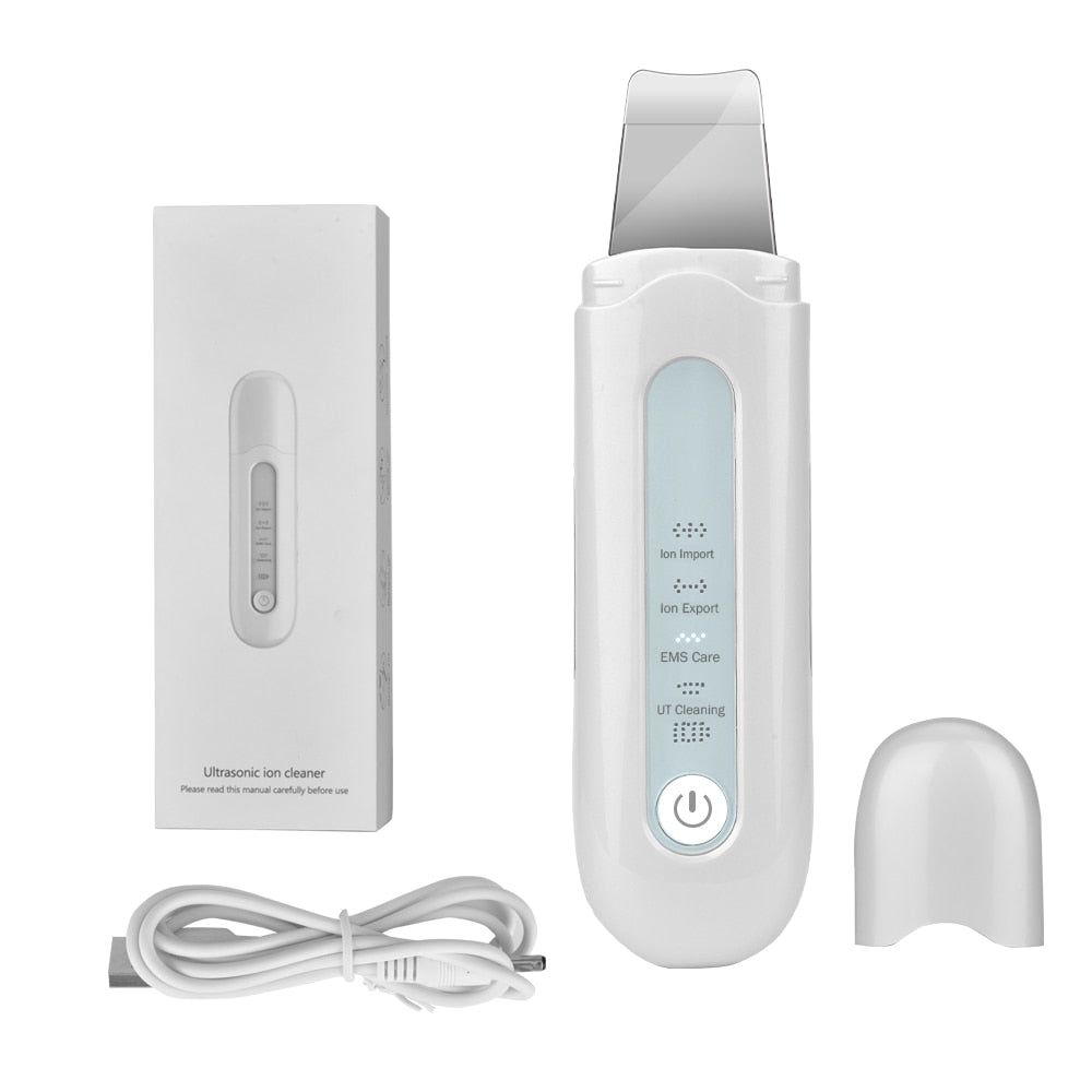 Face Ultrasonic Skin Scrubber Cleaner with ergonomic design for deep facial cleansing and blackhead removal.