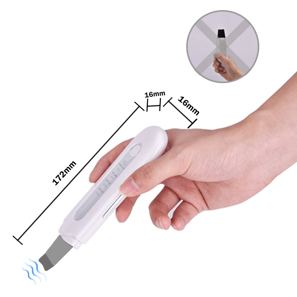 Face Ultrasonic Skin Scrubber Cleaner with ergonomic design for deep facial cleansing and blackhead removal.