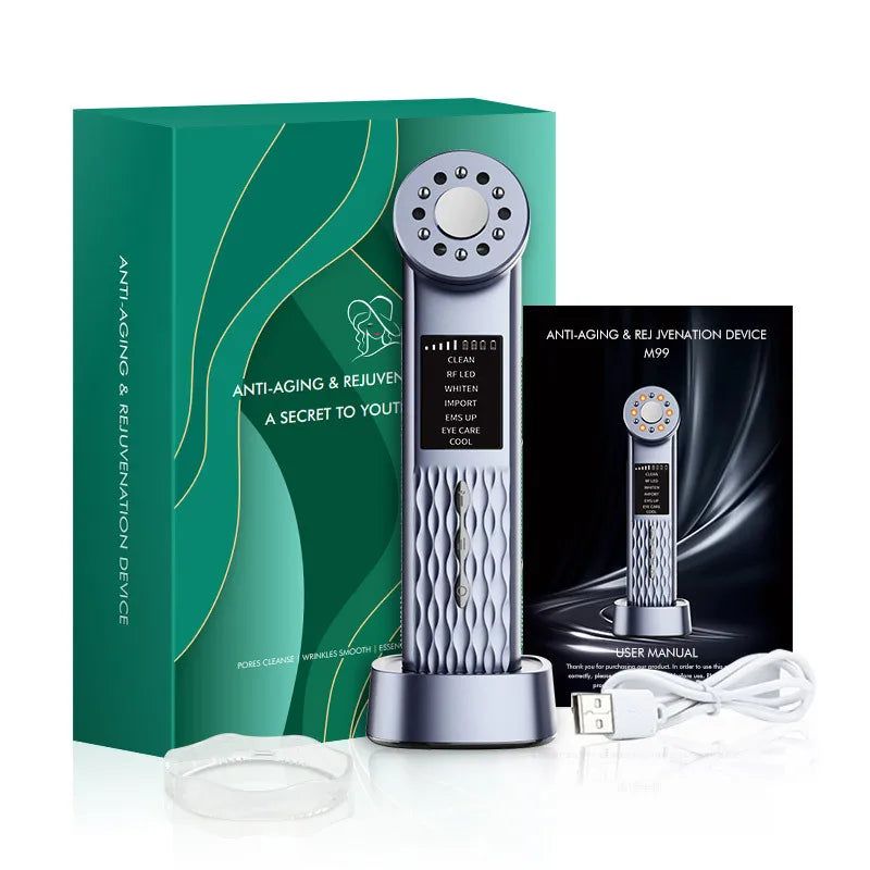 Face Vibration Massage Beauty Instrument showcasing its sleek design and multifunctional features for skin rejuvenation.