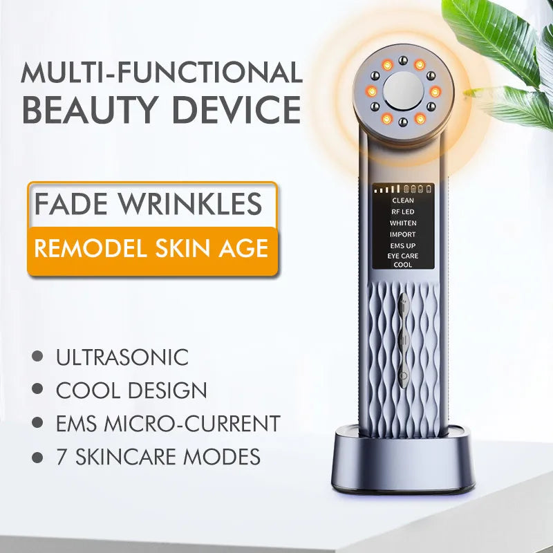 Face Vibration Massage Beauty Instrument showcasing its sleek design and multifunctional features for skin rejuvenation.