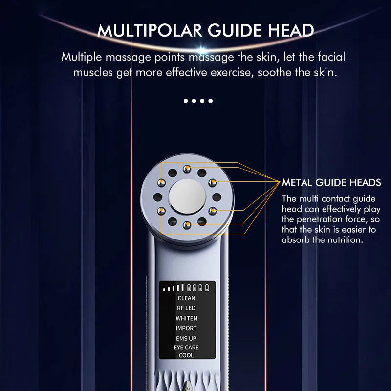 Face Vibration Massage Beauty Instrument showcasing its sleek design and multifunctional features for skin rejuvenation.