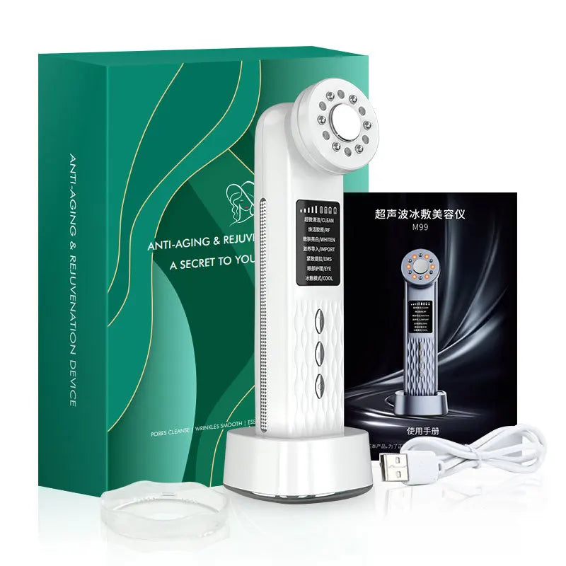 Face Vibration Massage Beauty Instrument showcasing its sleek design and multifunctional features for skin rejuvenation.