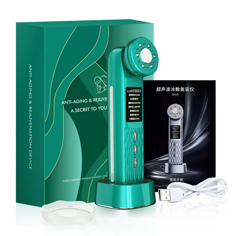 Face Vibration Massage Beauty Instrument showcasing its sleek design and multifunctional features for skin rejuvenation.