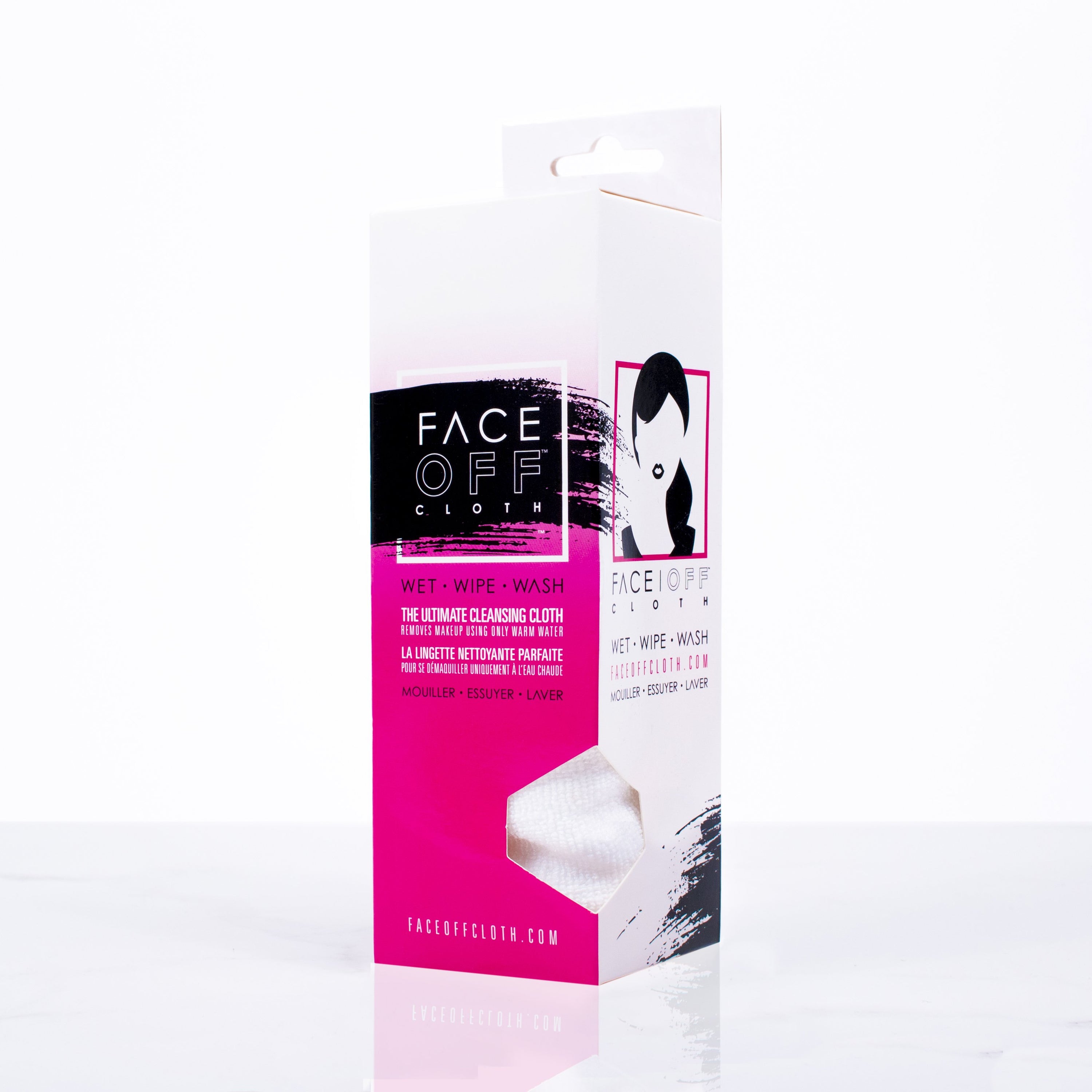 FaceOff Cloth displayed on a clean surface, showcasing its soft texture and effectiveness for makeup removal.