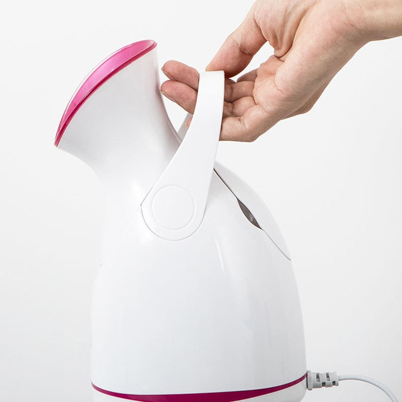 Facial Face Steamer with sleek design, showcasing steam mist for skin hydration and cleansing.