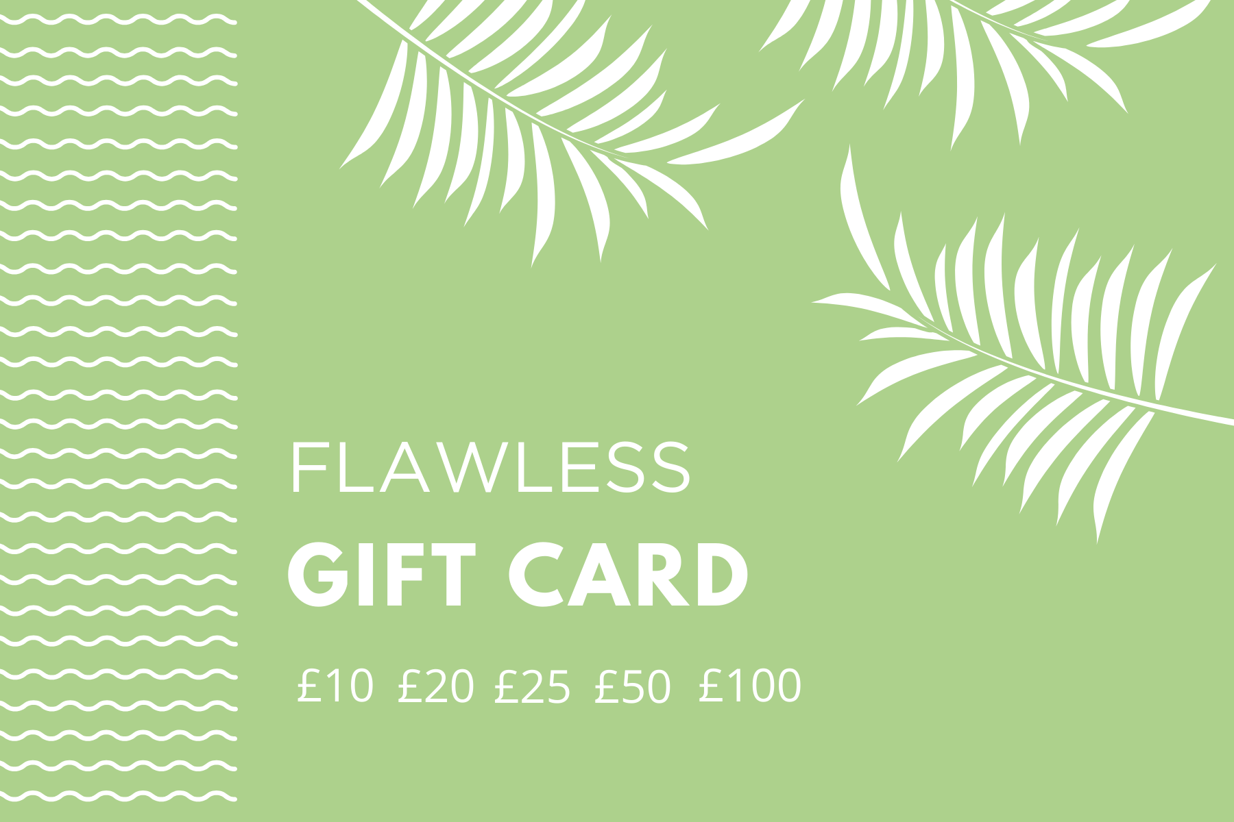 Flawless Gift Card displayed on a stylish background, showcasing its elegant design and versatility as a gift option.