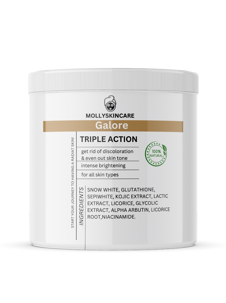 Galore Triple Action hyperpigmentation cream in a luxurious jar, showcasing its rich texture and elegant packaging.