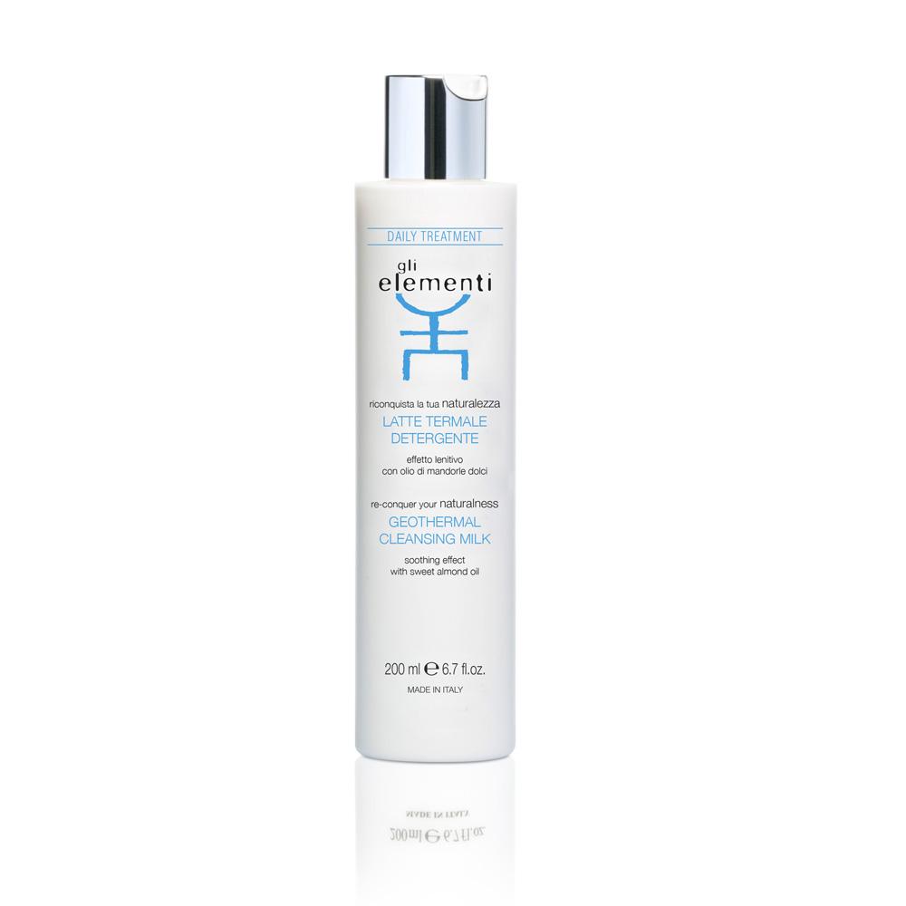 A bottle of Geothermal Cleansing Milk, 200ml, designed for gentle cleansing of sensitive skin with a soothing formula.