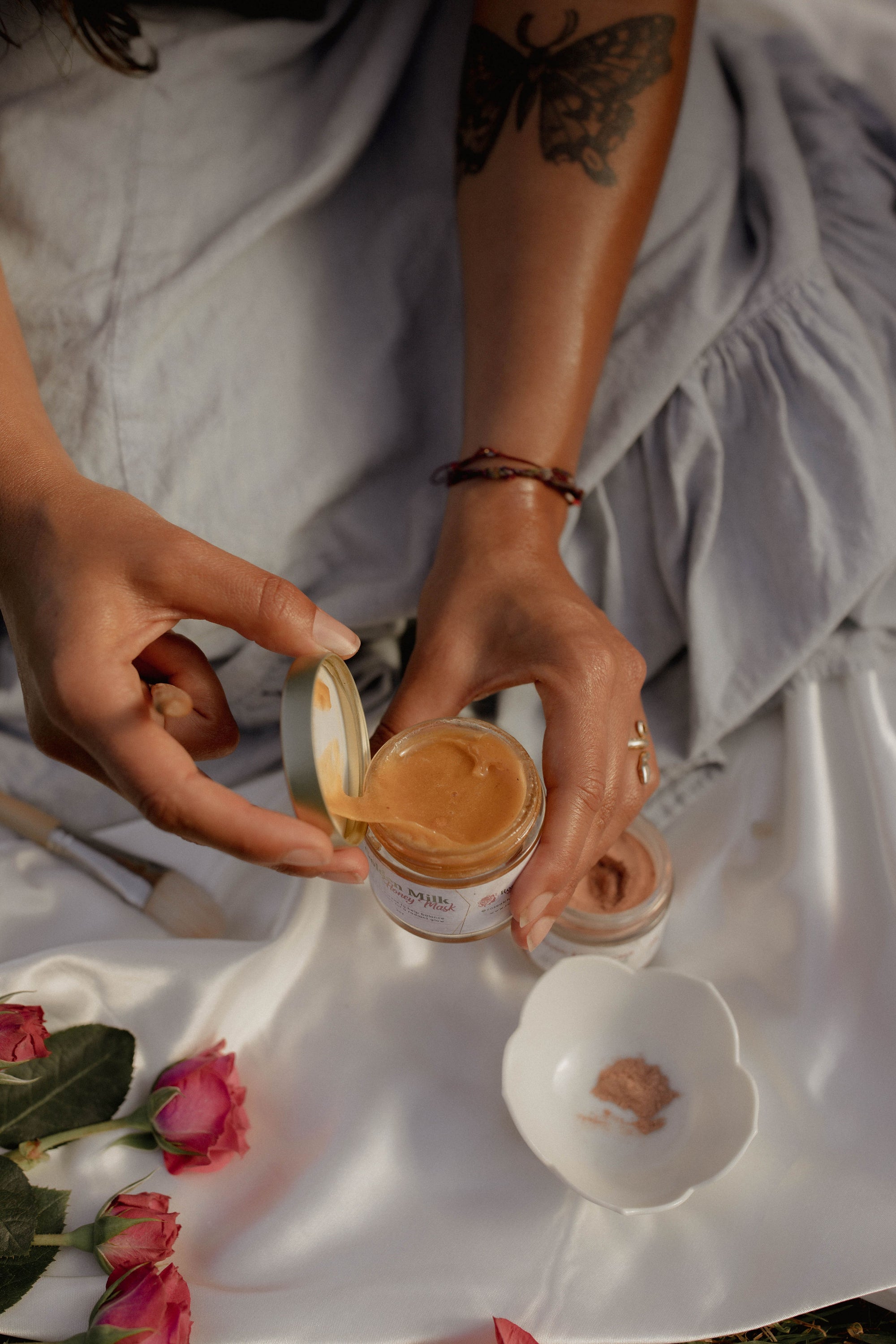 Golden Milk Honey Mask in a 2oz glass jar, showcasing its rich, golden texture and natural ingredients.