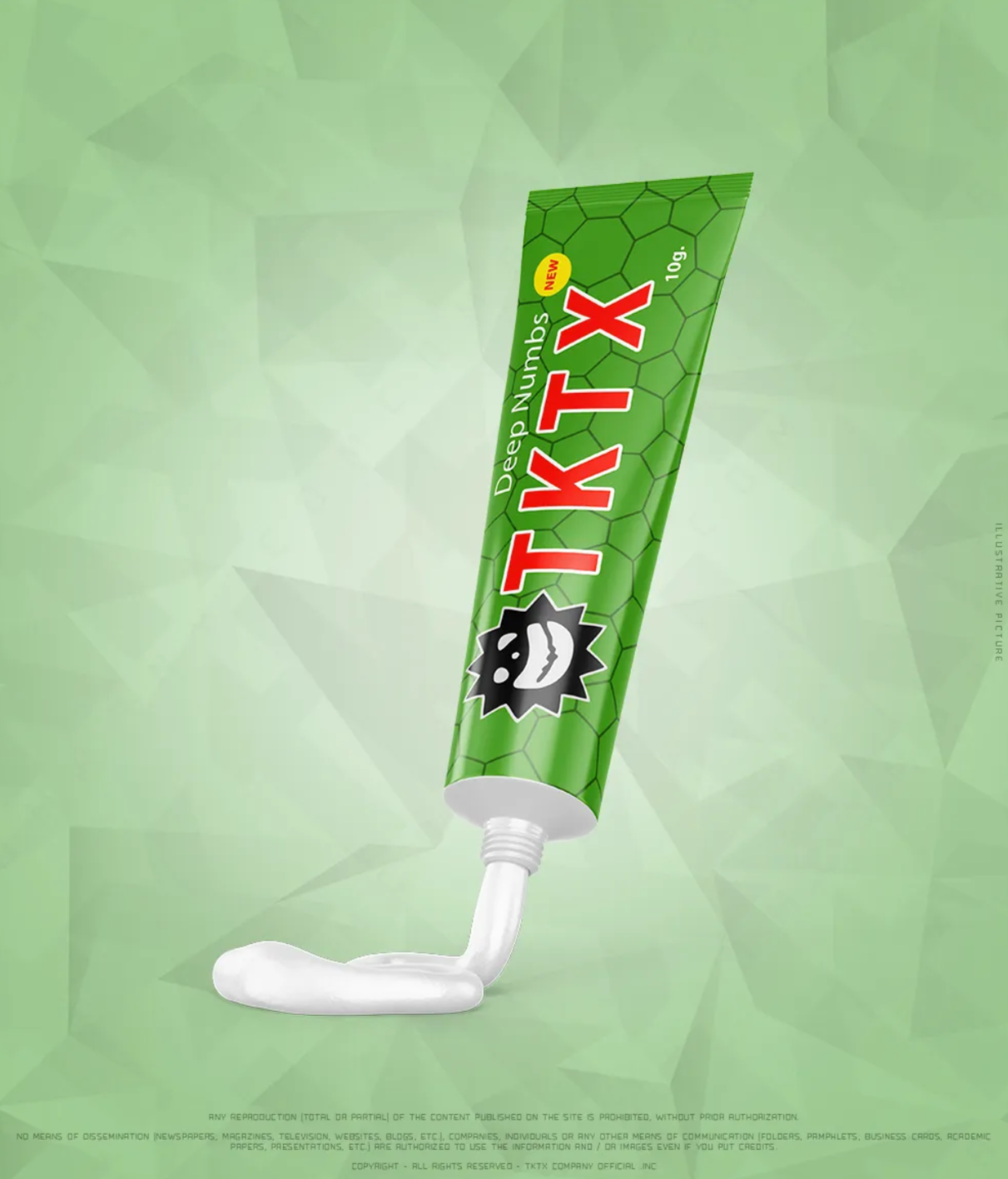 Green TKTX Tattoo Numbing Cream - 40% in a tube, designed for pain-free tattooing with a smooth texture.