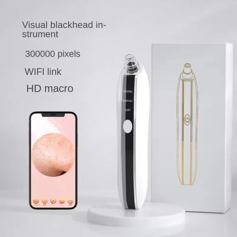 HD Visualisation Electric Blackheads Suction Instrument designed for effective pore cleansing and blackhead removal, featuring a sleek and modern design.