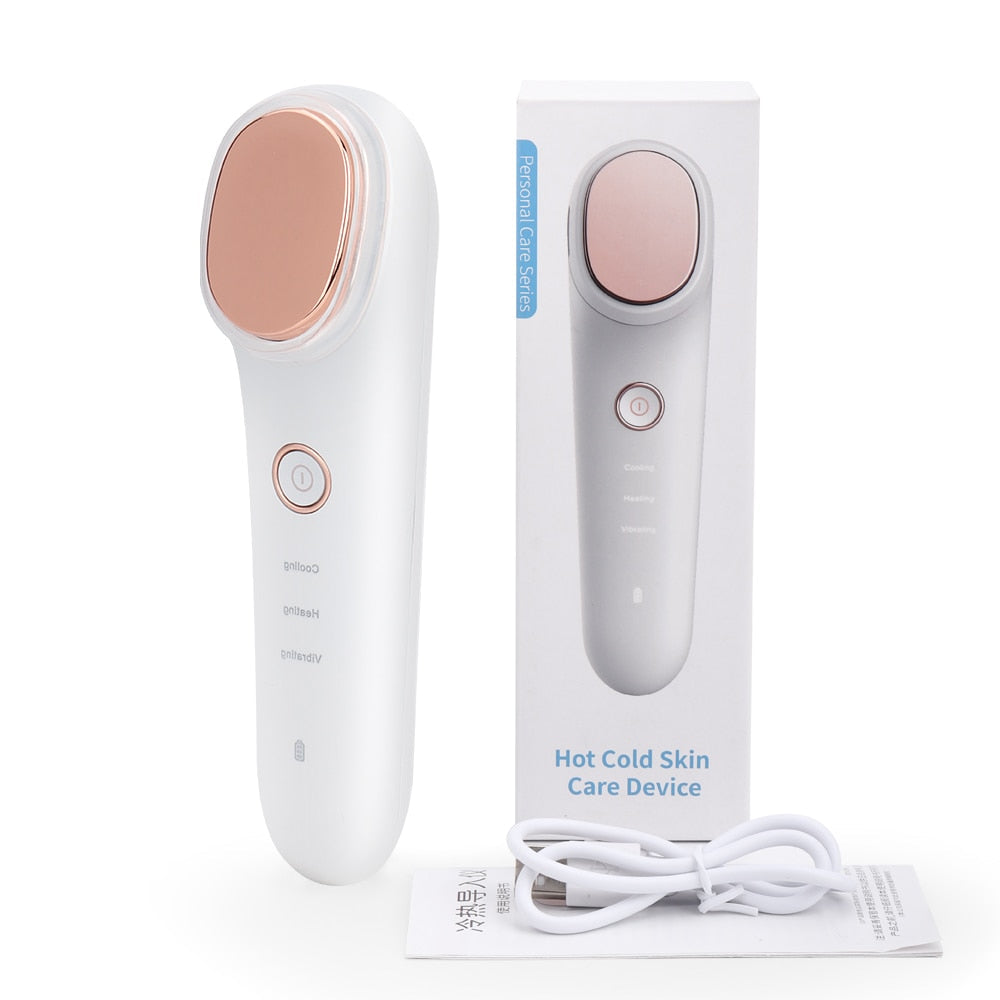 Hot&Cold Facial Vibration Massager designed for skin care with cooling and heating functions.