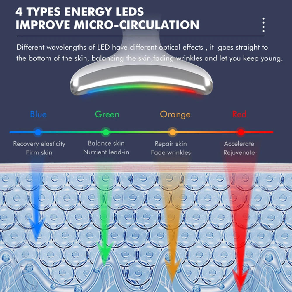 Ice Compress Neck Facial Massager with LED photon therapy and ergonomic design for skin care and rejuvenation.