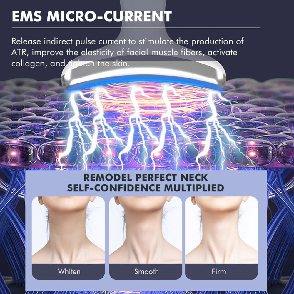 Ice Compress Neck Facial Massager with LED photon therapy and ergonomic design for skin care and rejuvenation.