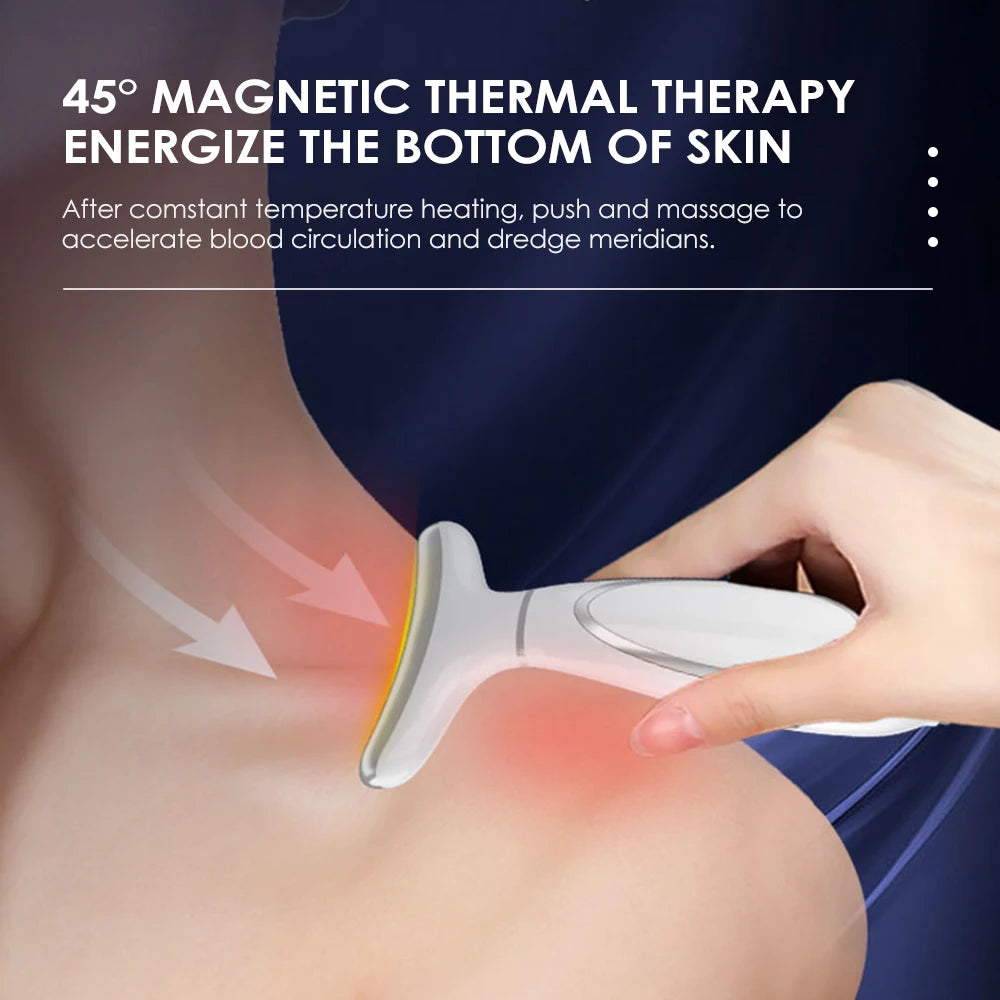 Ice Compress Neck Facial Massager with LED photon therapy and ergonomic design for skin care and rejuvenation.